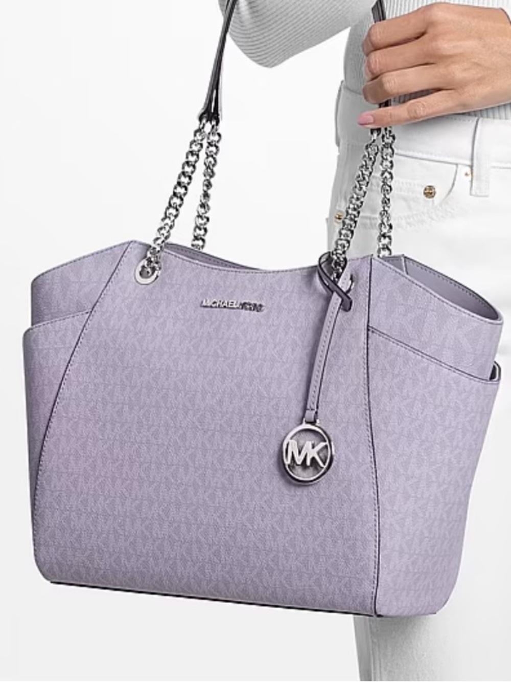 Michael Kors Lilac Monogram Chain-Handle Tote